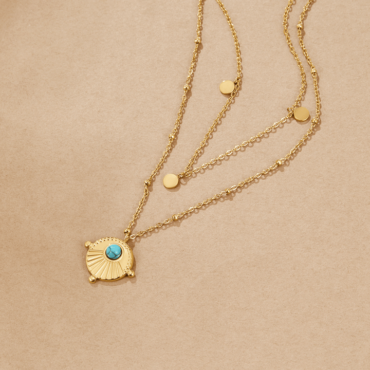 Ayla – Collar doble con piedra turquesa