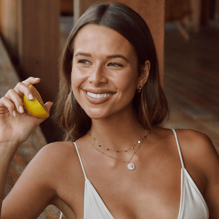 Ayla – Collar doble con piedra turquesa