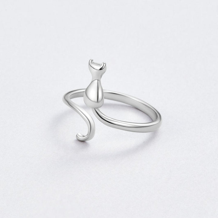Gato de Medianoche – Anillo de plata con diseño felino mágico