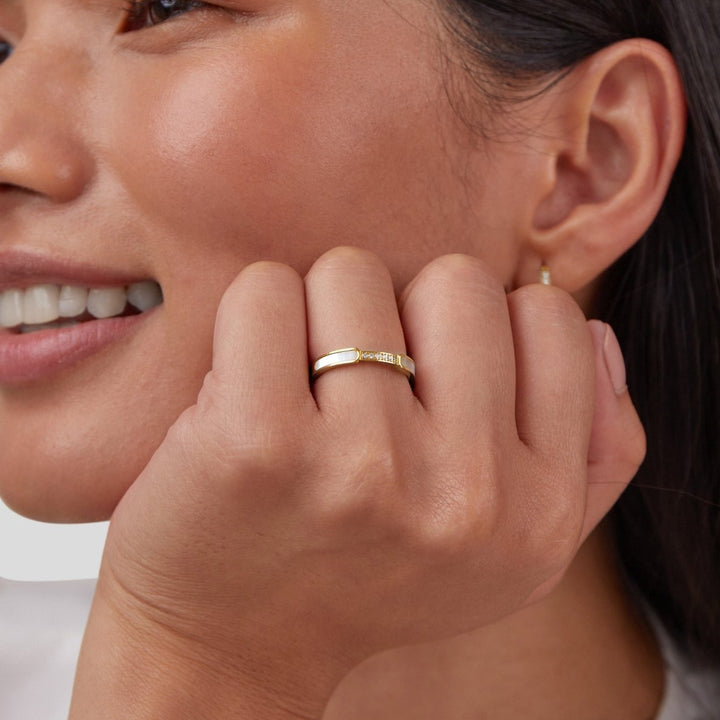 Unity – Anillo con perla y cristal brillante