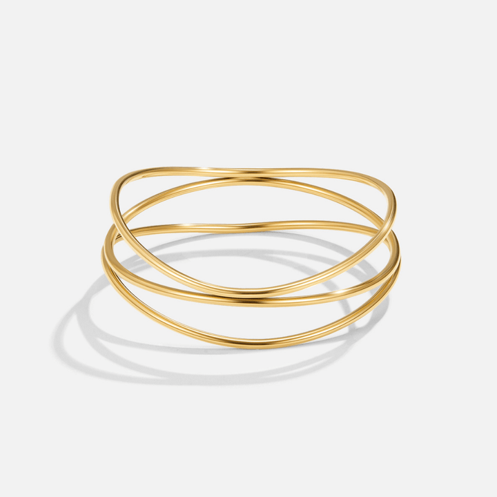Sabrina – Brazalete dorado doble de 18K