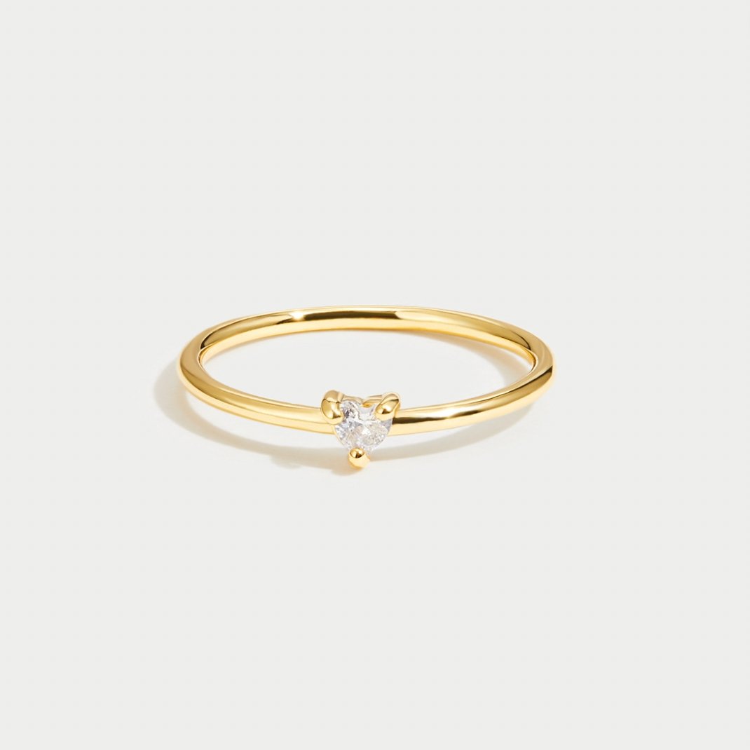 Liebe – Anillo de corazón con cristal brillante