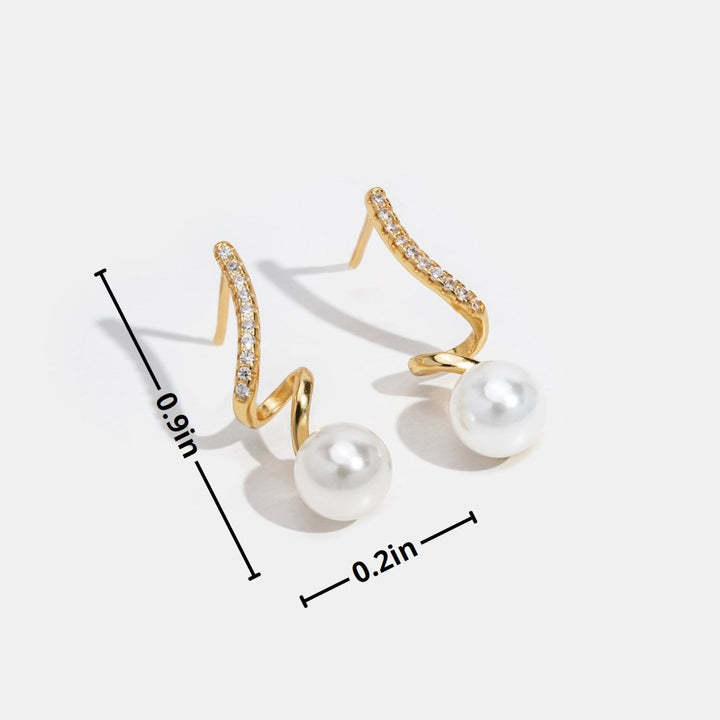 Tam – Pendientes con diseño de ondas y perlas