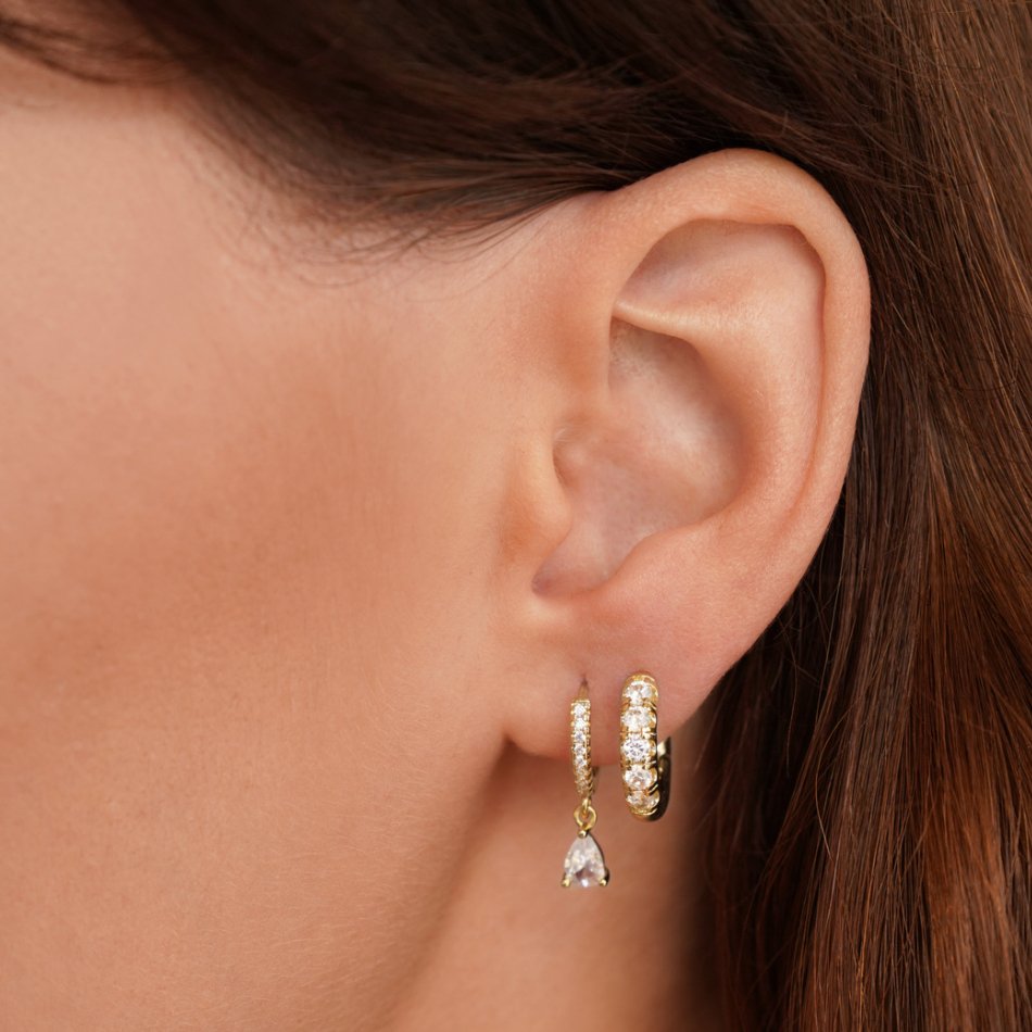 Pendientes premium – Cristal brillante y baño dorado