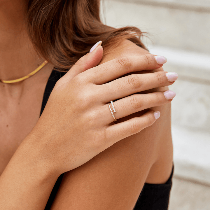Wrap Me – Anillo con perla y cristal